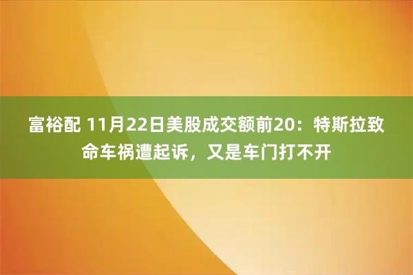 富裕配 11月22日美股成交额前20：特斯拉致命车祸遭起诉，又是车门打不开