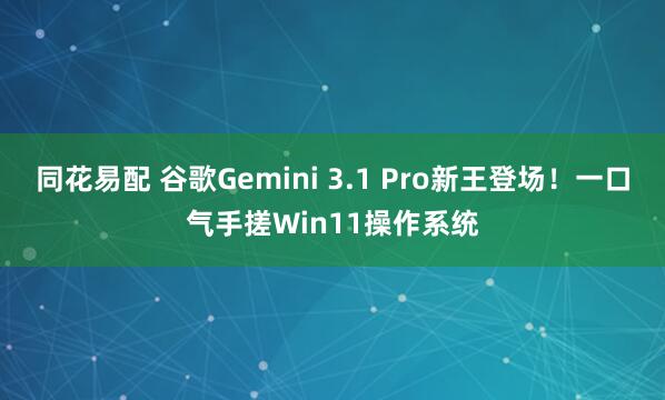 同花易配 谷歌Gemini 3.1 Pro新王登场!一口气手搓Win11操作系统
